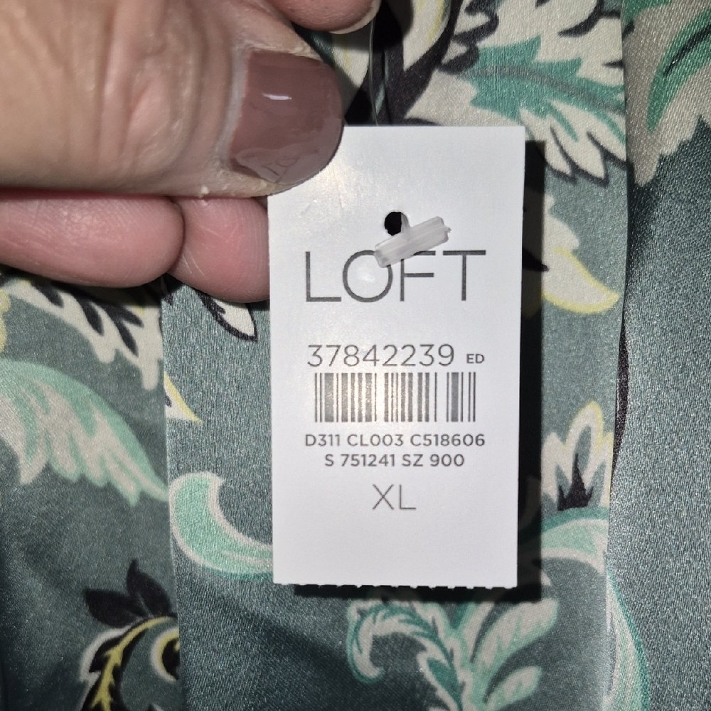 LOFT Mint Green Floral Off-Shoulder Blouse - Picture 3 of 9